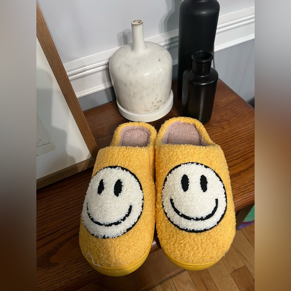 Yellow Smiley Face Slippers